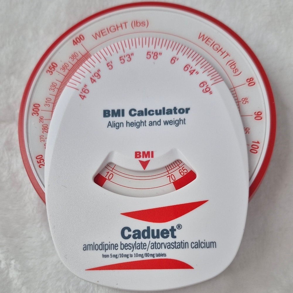 Caduet BMI‎ Calculator Unisex OS White Red Wheel Pharmaceutical Promo Magnet EX
